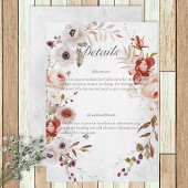 ロマンチックなホワイトピンク結婚フローラの詳細カード エンクロージャーカード