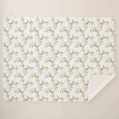 ロマンチックなホワイトフローラ シェルパブランケット (正面(横))