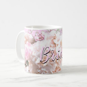 ロマンチックなホワイトレース紫陽花ピンクのバラ花嫁 コーヒーマグカップ