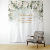 ロマンチックなホワイトローゼユーカリプタスブライダルシャワー タペストリー (インサイチュ)