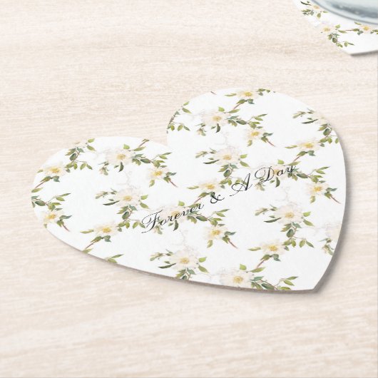 ロマンチックなホワイト結婚フローラ ペーパーコースター (アングル)