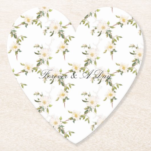 ロマンチックなホワイト結婚フローラ ペーパーコースター (正面)