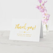 ロマンチックなホワイト金ゴールド結婚ハートの感謝 箔グリーティングカード (蘭)