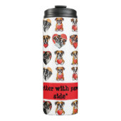 ロマンチックなボクサー犬とハートの水彩 タンブラー (正面)