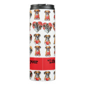 ロマンチックなボクサー犬とハートの水彩 タンブラー (裏面)