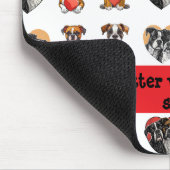 ロマンチックなボクサー犬とハートの水彩 マウスパッド (コーナー)