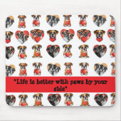 ロマンチックなボクサー犬とハートの水彩 マウスパッド (正面)