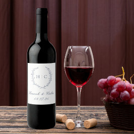 ロマンチックなボタニカル結婚クレスト ワインラベル