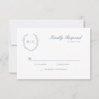 ロマンチックなボタニカル結婚クレスト 出欠カード