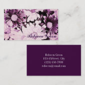 ロマンチックなボヘミアンスタイルの紫色のデイジーウェディング 名刺 (正面/裏面)