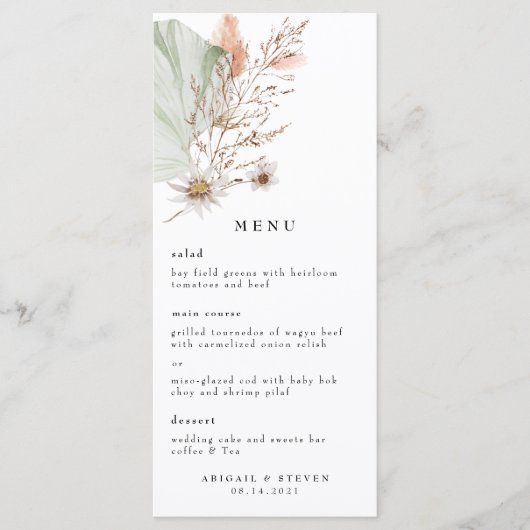 ロマンチックなボヘミアンw/パンパスグラス結婚ズメニュー メニュー (正面)