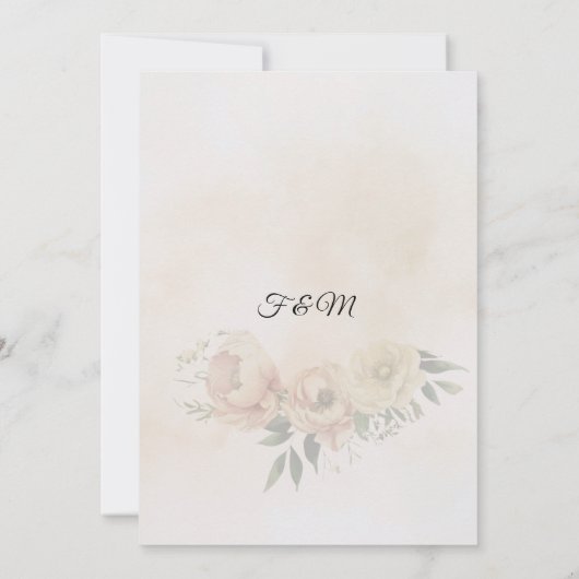 ロマンチックなボホプニー&緑のエレガントな結婚式 招待状 (裏面)