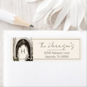 ロマンチックなボホボタニカルアーチモノグラムアドレス ラベル (インサイチュ)