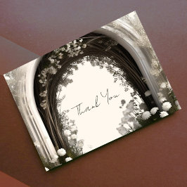 ロマンチックなボホボタニカルアー結婚チーズ サンキューカード