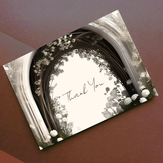 ロマンチックなボホボタニカルアー結婚チーズ サンキューカード