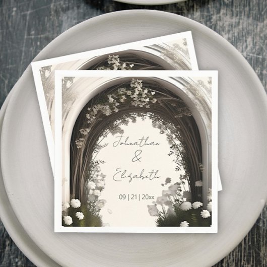 ロマンチックなボホボタニカルアー結婚チーズ スタンダードカクテルナプキン