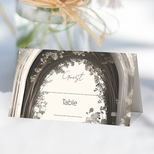 ロマンチックなボホボタニカルアー結婚チーズ プレイスカード