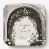 ロマンチックなボホボタニカルアー結婚チーズ ペーパープレート (正面)