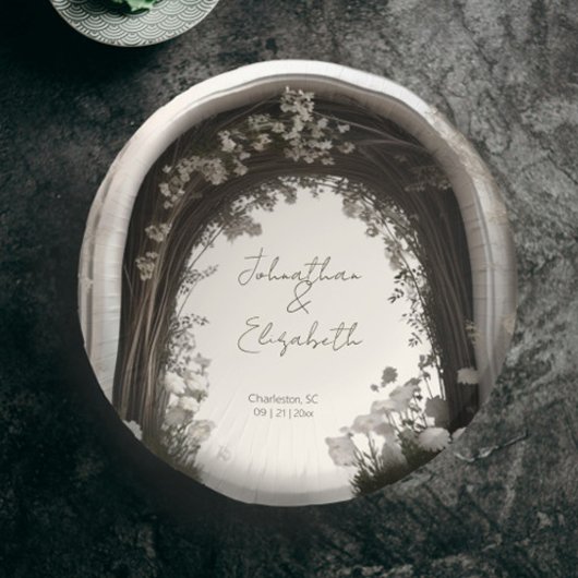 ロマンチックなボホボタニカルアー結婚チーズ ペーパーボウル