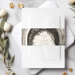 ロマンチックなボホボタニカルアー結婚チーズ 招待状ベリーバンド