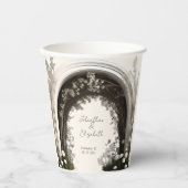 ロマンチックなボホボタニカルアー結婚チーズ 紙コップ (正面)