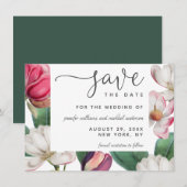 ロマンチックなボホマグノリアフローラ保存日付 セーブザデート (正面/裏面)