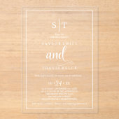 ロマンチックなボホモノグラムアクリルウェディング招待 アクリル招待状 (正面)