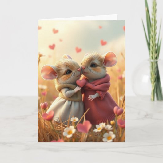 ロマンチックなマウスカード サンキューカード (正面)