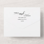 ロマンチックなマグノリアの花の水の色結婚の設定 オールインワン招待状 (裏面)