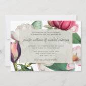 ロマンチックなマグノリアの花エレガントフローラ 招待状 (正面)