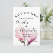 ロマンチックなマグノリア水彩結婚式の日付を保存 招待状 (スタンド正面)