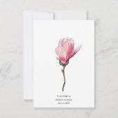 ロマンチックなマグノリア水彩結婚式の日付を保存 招待状 (裏面)