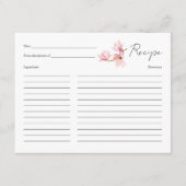 ロマンチックなマグノリア ブライダルシャワー レシピ カード (正面)