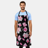 ロマンチックなマグノリア:ブラックウォーター色 エプロン (着用した状態)