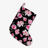 ロマンチックなマグノリア:ブラックウォーター色 スモールクリスマスストッキング (正面 (吊り時))