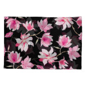 ロマンチックなマグノリア:ブラックウォーター色 枕カバー (裏面)