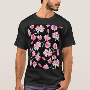 ロマンチックなマグノリア:ブラックウォーター色 Tシャツ