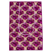 ロマンチックなマゼンタのバラ書と金ゴールドズオンピーチ ミディアムペーパーバッグ (裏面)