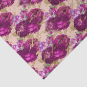 ロマンチックなマゼンタのバラ書と金ゴールドズオンピーチ 薄葉紙 (詳細)