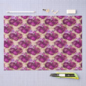 ロマンチックなマゼンタのバラ書と金ゴールドズオンピーチ 薄葉紙 (クラフト)