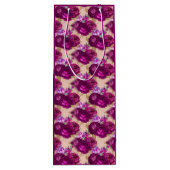 ロマンチックなマゼンタバラと葉金ゴールドオンピーチ ワインギフトバッグ (裏面)