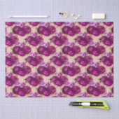 ロマンチックなマゼンタバラと葉金ゴールドオンピーチ 薄葉紙 (クラフト)