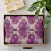 ロマンチックなマゼンタバラと葉金ゴールドオンピーチ 薄葉紙 (ギフト)