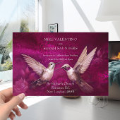 ロマンチックなマゼンダと白いハミングバ結婚ーズ 招待状