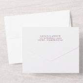 ロマンチックなマルーンブルゴーニュ結婚ミニマリスト オールインワン招待状 (裏面)