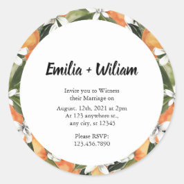 ロマンチックなミカン結婚柑橘類 ラウンドシール