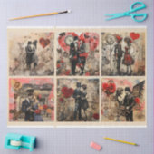 ロマンチックなミックスメディア背景カップルのバレンタイン 薄葉紙 (クラフト)