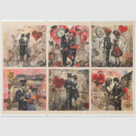 ロマンチックなミックスメディア背景カップルのバレンタイン 薄葉紙