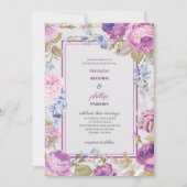 ロマンチックなミディアムバイオレットレッドキャベツ結婚バラ 招待状 (正面)