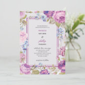 ロマンチックなミディアムバイオレットレッドキャベツ結婚バラ 招待状 (スタンド正面)